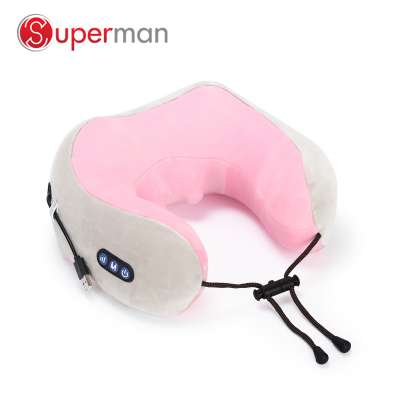 Cordless U shape travel shiatsu nec electric massage pillow body vibrating kneading heating neck foam neck massager